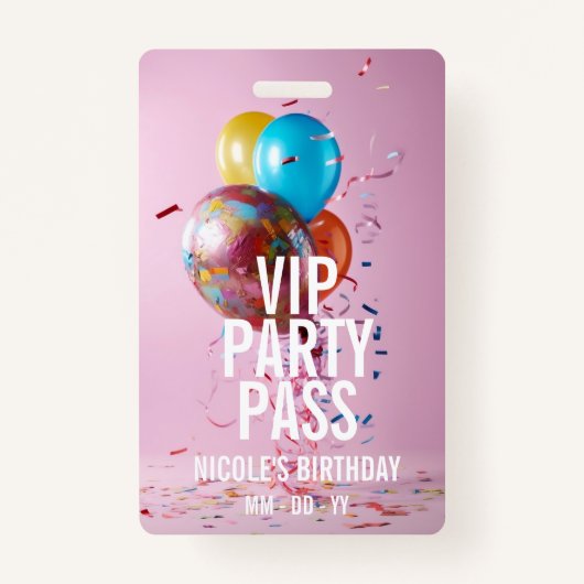 VIP Verjaardagspas Custom Photo Event Badge (Voorkant)