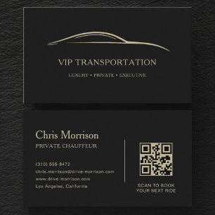 VIP-vervoers QR-code zwart & goud Visitekaartje