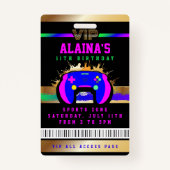 VIP VIDEO GAMER GAME ALL ACCESS Gold Girls Pass Badge (Voorkant)