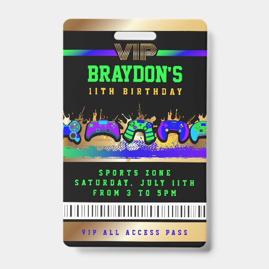 VIP VIDEO GAMER GAME ALL ACCESS Gold Pass Badge (Voorzijde)