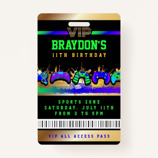 VIP VIDEO GAMER GAME ALL ACCESS Gold Pass Badge (Voorkant)