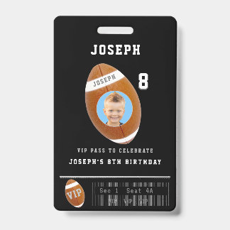 VIP Voetbalpas Aangepaste Foto Verjaardagsfeestje Badge