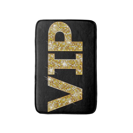 VIP voor zwarte en goudglitter Badmat (Voorkant Verticaal)