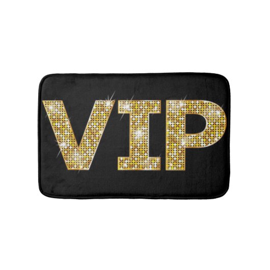 VIP voor zwarte en goudglitter Badmat (Voorkant)