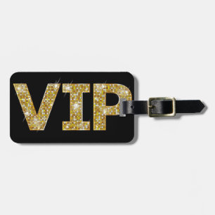 VIP voor zwarte en goudglitter Bagagelabel