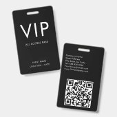VIP Zwart & Wit Minimalist Badge (Voor- en achterkant)