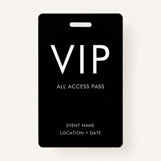 VIP Zwart & Wit Minimalist Badge (Voorkant)