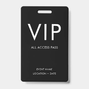 VIP Zwart & Wit Minimalistisch Badge