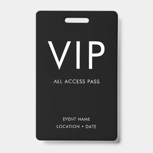 VIP Zwart & Wit Minimalistisch Badge (Voorzijde)