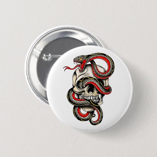Viper Skull Tattoo ontwerp Ronde Button 5,7 Cm (Voorkant /achterkant)