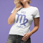 viraal astrologisch gebaar Aangepast Paars T-shirt<br><div class="desc">Dit ,  gepersonaliseerde paarse en lavendere T-shirt van Virgo vrouwen kenmerkt je astrologische teken van de Zodiac in een mooie glans zoals de constellaties. Pas dit schattige t-shirt met jouw naam in prachtig krullend manuscript voor iemand met een late verjaardag van Augustus of vroege van September aan.</div>