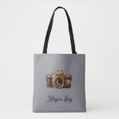 Viraal cadeau camera met eigen naam Slank Trendy Tote Bag (Voorkant)