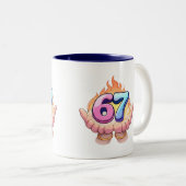 Viral 67 Meme Fire Hands Graphic Trendy Kids Mug Tweekleurige Koffiemok (Voorkant rechts)