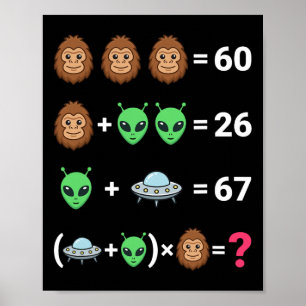 Virale 6 7 Meme Bigfoot Alien Ufo Algebra Vergelij Poster
