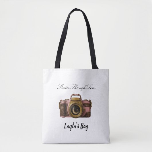 Virale aangepaste naam cameracadeau Strak Minimali Tote Bag (Voorkant)