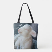 Virale Vern Witte Lam Duurzame Tote Tas (Achterkant)