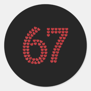 Virale Zes Zeven Liefde 67 Hartjes Valentijnsdag C Ronde Sticker