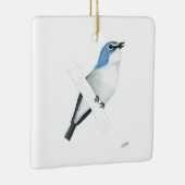 Vireo met blauwe kop keramisch ornament (Rechts)