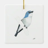 Vireo met blauwe kop keramisch ornament (Achterkant)
