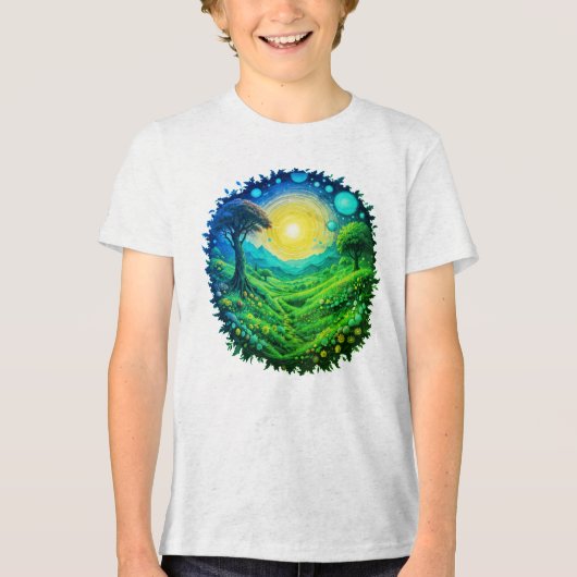 virescente elektrische puls Tri-Blend shirt (Voorkant)