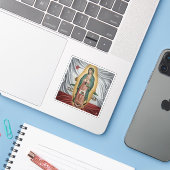 Virgen de Guadalupe - California Sticker (Laptop met iPhone)