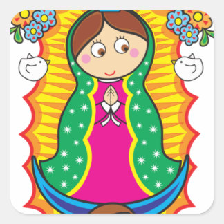 VIRGEN DE GUADALUPE CARICATURA 01  PRO VIERKANTE STICKER