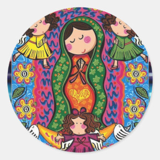 VIRGEN DE GUADALUPE CARICATURA 05  PRO RONDE STICKER