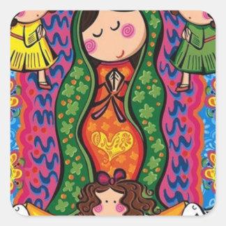 VIRGEN DE GUADALUPE CARICATURA 05  PRO VIERKANTE STICKER