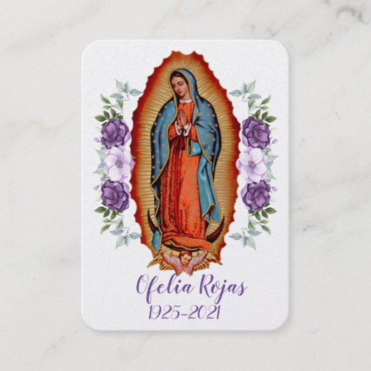 Virgen De Guadalupe Funeral Memorial Card Visitekaartje (Voorkant)