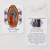 Virgen De Guadalupe Funeral Memorial Card Visitekaartje (Voorkant / Achterkant)