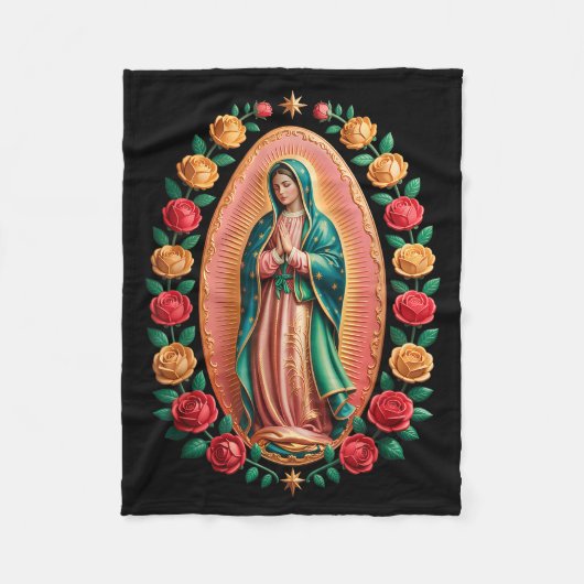Virgen De Guadalupe Saint Mary Christian Religious Fleece Deken (Voorkant)