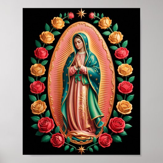 Virgen De Guadalupe Saint Mary Christian Religious Poster (Voorkant)