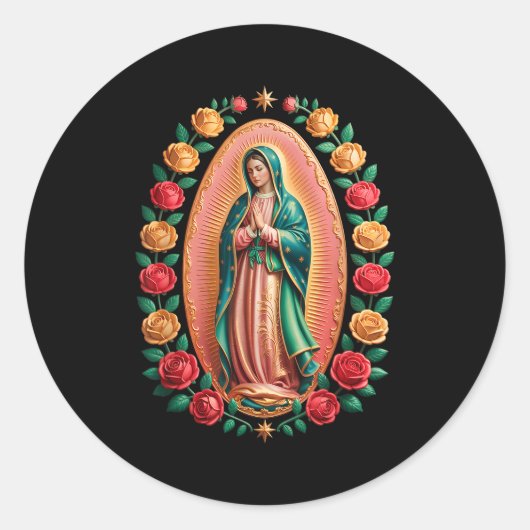 Virgen De Guadalupe Saint Mary Christian Religious Ronde Sticker (Voorkant)