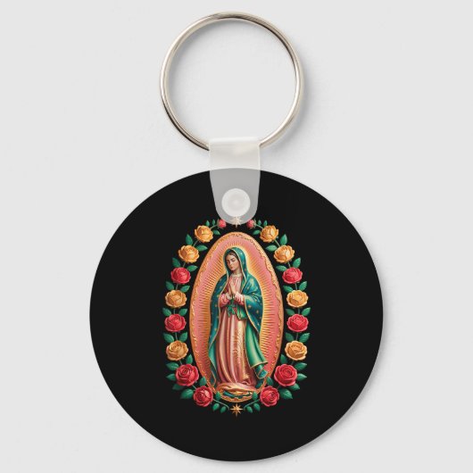 Virgen De Guadalupe Saint Mary Christian Religious Sleutelhanger (Voorkant)