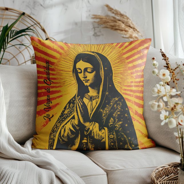 Virgen de Guadalupe Tekening Kussen (Perfect for those who love mixing tradition with bold, artistic vibes!)