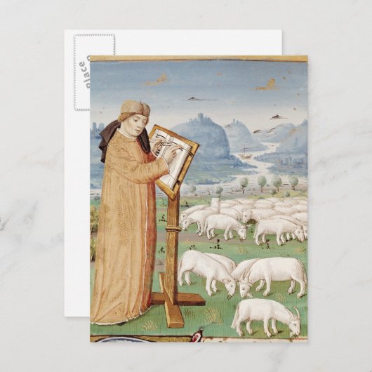 Virgil die schrijft op het gebied van schapen en g briefkaart (Voorkant / Achterkant)