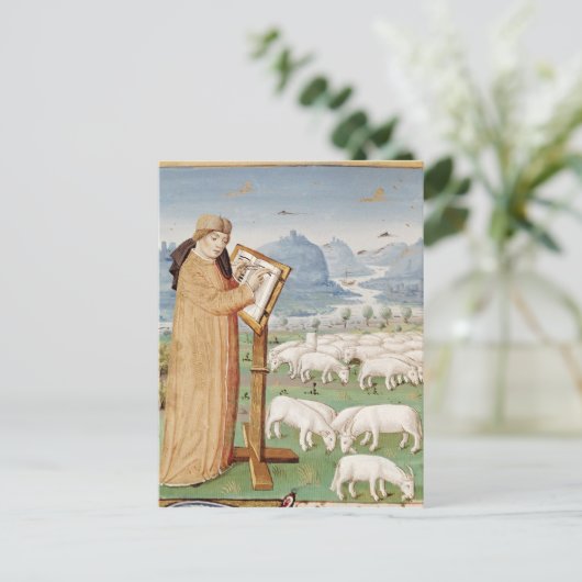 Virgil die schrijft op het gebied van schapen en g briefkaart (Staand voorkant)