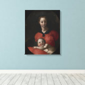 Virgin and Child, de Madonna del Libro Canvas Afdruk (Insitu (Houten vloer))
