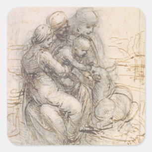 Virgin and Child with St. Anne, c.1501-10 (pen en Vierkante Sticker
