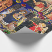 VIRGIN, CHILD EN ANGELS, goudblauw kerstmis Cadeaupapier (Hoek)