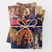 VIRGIN, CHILD EN ANGELS, goudblauw kerstmis Inpakpapier Vel (In situ)