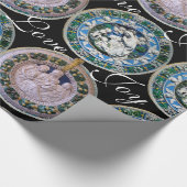 VIRGIN, CHILD EN ANGELS, NATIVITEITSCHRISTMAS ROND CADEAUPAPIER (Hoek)