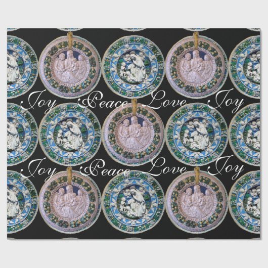 VIRGIN, CHILD EN ANGELS, NATIVITEITSCHRISTMAS ROND CADEAUPAPIER (Vlak)