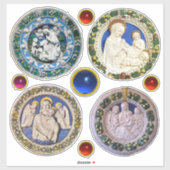 VIRGIN, CHILD EN ANGELS, NATIVITEITSCHRISTMAS ROND STICKER (Vel)