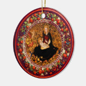 VIRGIN, CHILD EN ANGELS Red Floral-kerstmis Keramisch Ornament (Links)