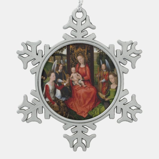 Virgin & Child met Saints Catherine van Alexandrië Tin Sneeuwvlok Ornament (Voorkant)
