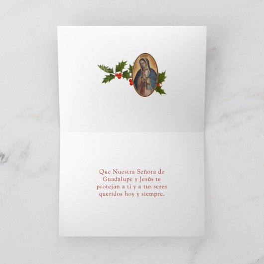 Virgin de Guadalupe Kerst Religieuze Hispanic Kaart (Binnen)