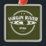 Virgin de Utah Kayaking Metalen Ornament<br><div class="desc">De rivier de Maagd is een tributaire van de Colorado in de Amerikaanse staten Utah, Nevada en Arizona. De rivier is ongeveer 62 mijl lang. Het werd in 2009 de eerste wilde en schilderachtig rivier van Utah genoemd, tijdens de honderdjarige viering van het Nationaal Park Zion.</div>