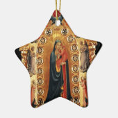VIRGIN EN CHILD, ANGELS GOLD SACRED ART Red Ruby Keramisch Ornament (Links)