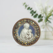 VIRGIN EN CHILD FLORAL CROWN Blue Gem Kerstmis Kaart (Staand voorkant)
